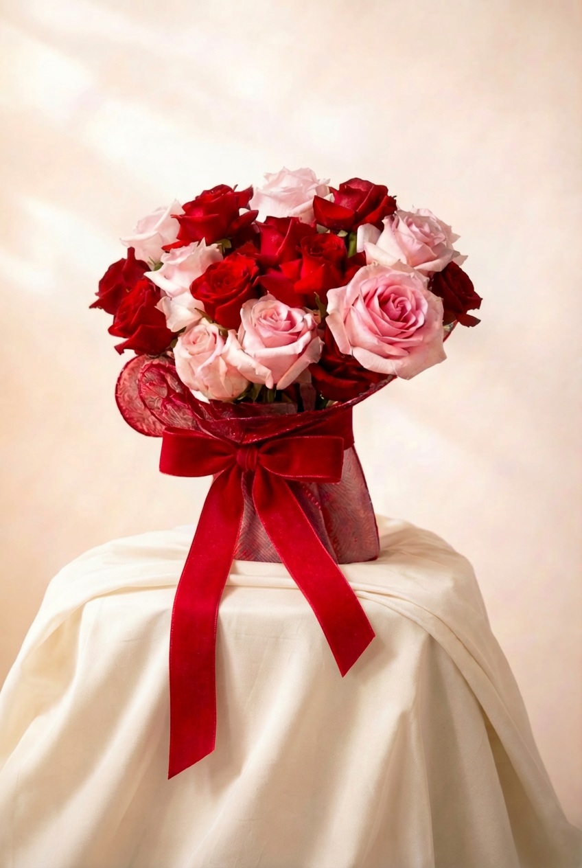 The Petite Classic Red & Blush Valentine’s Bouquet